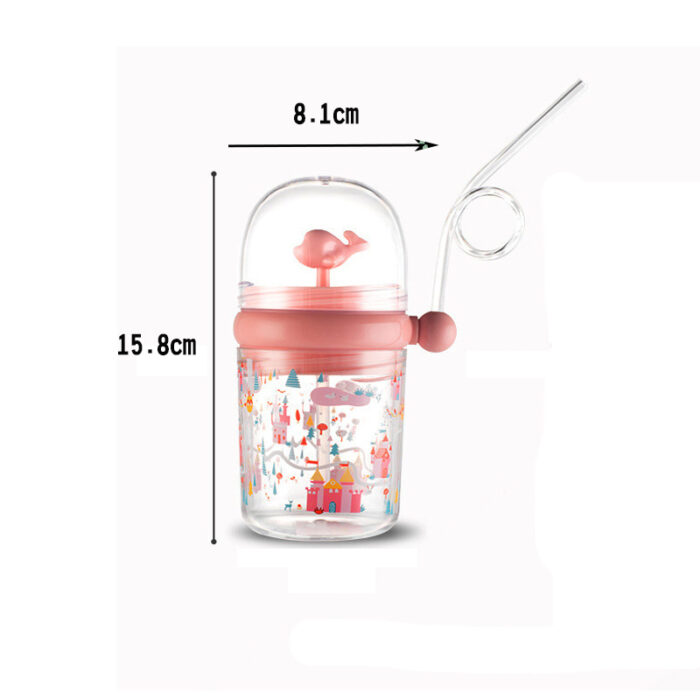250ML Baby Water Bottle Cartoon Whale Children Cup Baby Feeding Bottle Straw Water Cup Outdoor Portable Cup with Straw - Each (Random Color) - Image 4