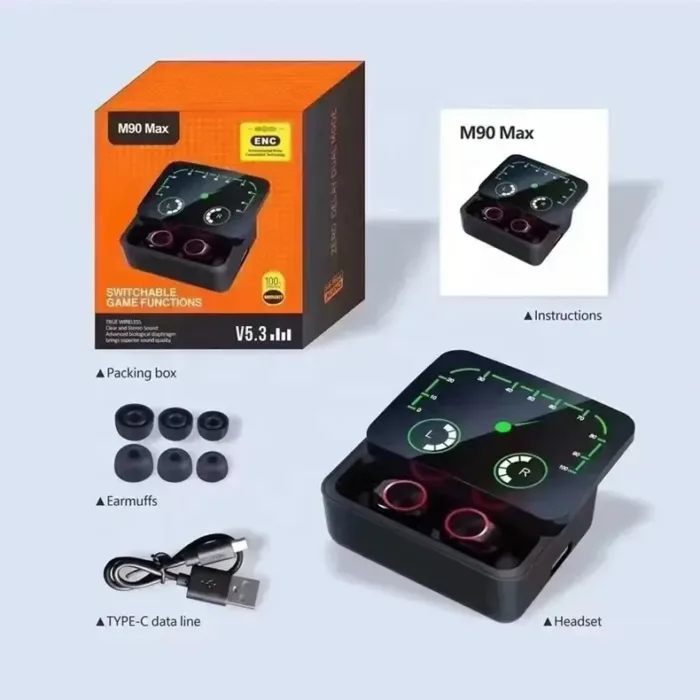 NEW M90 Max TWS WIRELESS Earbuds HIFI Stereo Earbuds With 1200 Mah Battery - Each - Image 5