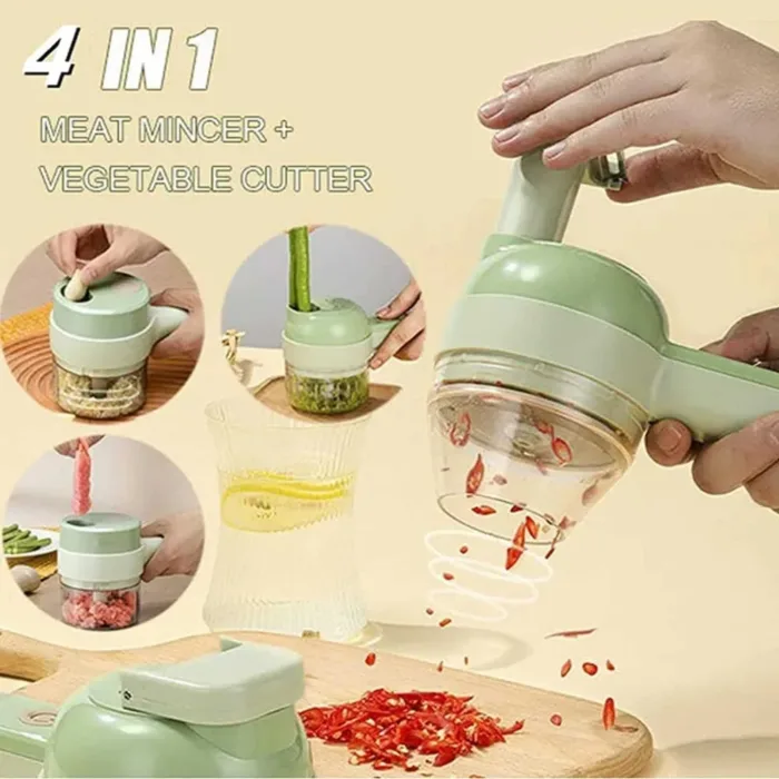 4 in 1 Handheld Electric Vegetable Cutter Set,Vegetable Electric Food Chopper - Image 6