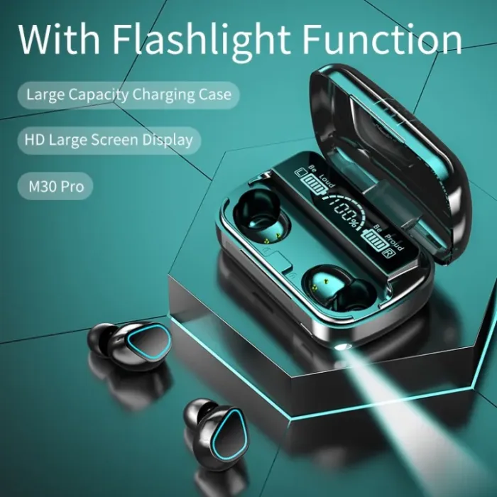 M30 Pro TWS Bluetooth 5.2 Earbuds 3D Smart Touch Control HIFI Music LED Display Wireless - Each - Image 8