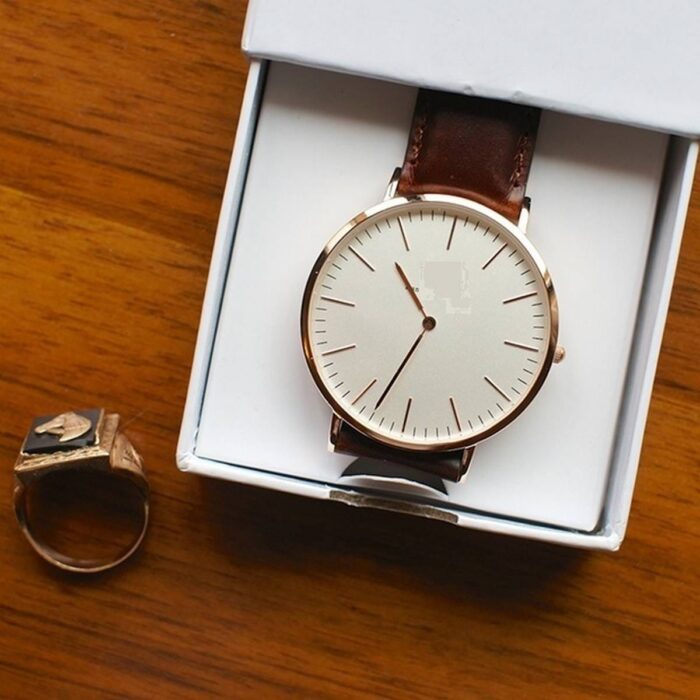 High Quality Leather Straps Stylish Analog Wrist Watch - Without Box - Image 4