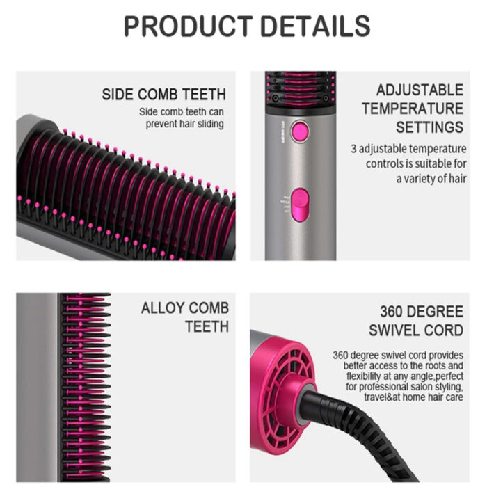 One Step Hair Blow Dryer Hot Air Brush fast Hair Dryer 4 in 1 Negative Ions Hair Salon Volumizer Straightener Curler Styler Comb - Image 12