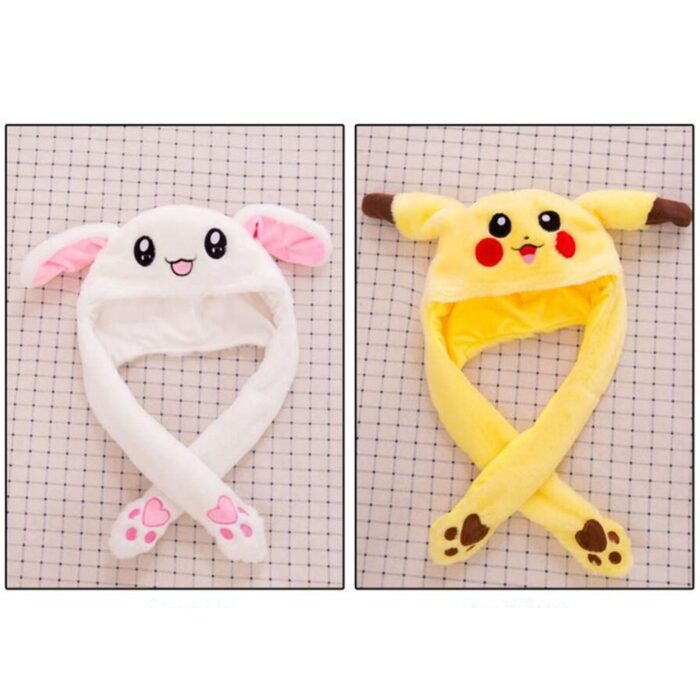 Kawaii Plush Moving Rabbit Ears Hat Lovely Luminous/No Light Kids Plush Hand Pinch Cap Moving Ears Hat with Earflap Girls Gift - Image 3