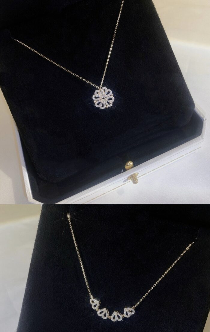 Retro Magnetic Folding Heart-Shaped Four-leaf Clover Pendant Necklace (Random Color) - Each - Image 5
