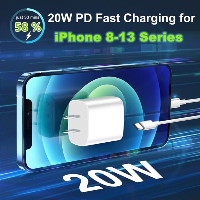 iPhone Fast Charger Cable USB C Wall Charger - Image 2