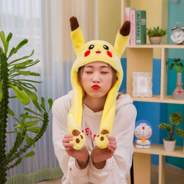 Kawaii Plush Moving Rabbit Ears Hat Lovely Luminous/No Light Kids Plush Hand Pinch Cap Moving Ears Hat with Earflap Girls Gift - Image 2