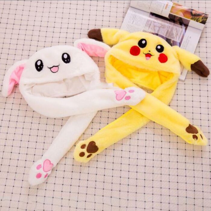 Kawaii Plush Moving Rabbit Ears Hat Lovely Luminous/No Light Kids Plush Hand Pinch Cap Moving Ears Hat with Earflap Girls Gift - Image 4