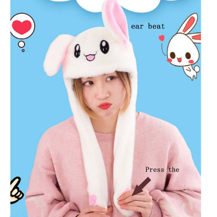 Kawaii Plush Moving Rabbit Ears Hat Lovely Luminous/No Light Kids Plush Hand Pinch Cap Moving Ears Hat with Earflap Girls Gift - Image 6