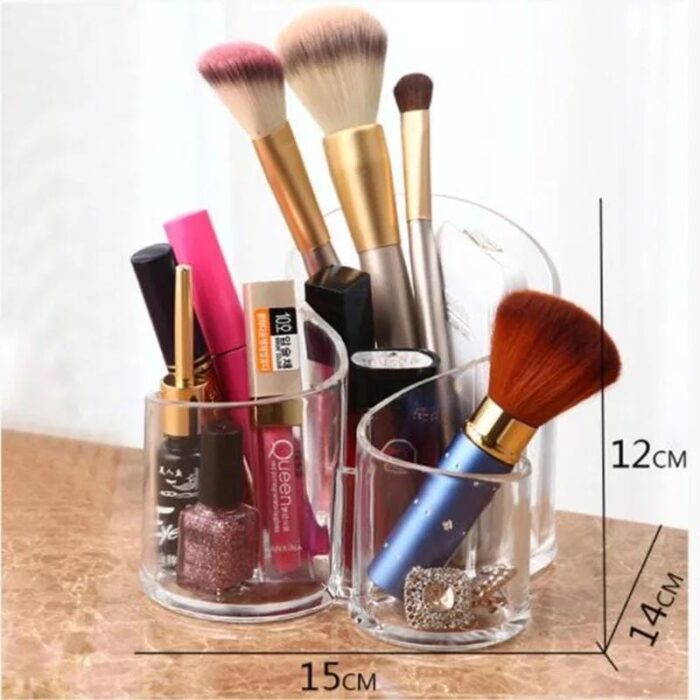 Acrylic Multi-Purpose Brush Cosmetic Organizer 3 Compartment - Image 3