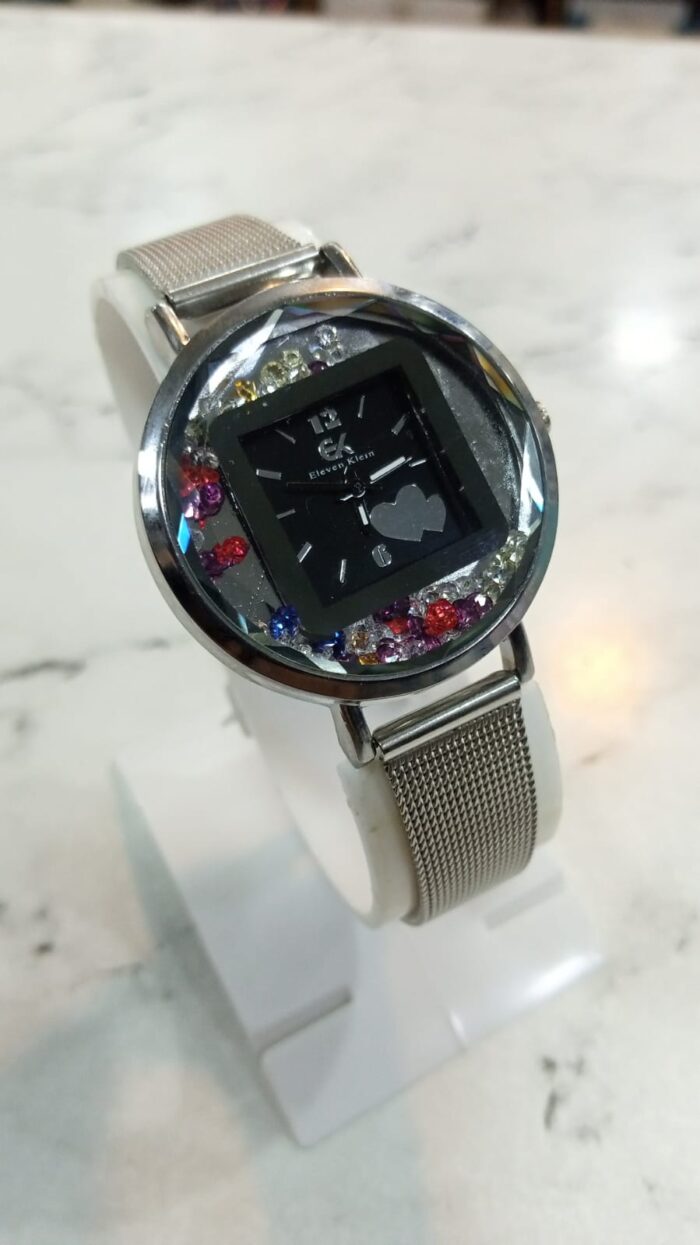 Fashion Eleven Klein Watch in Black and White Color with Butterfly Print Dial for Women - Image 4