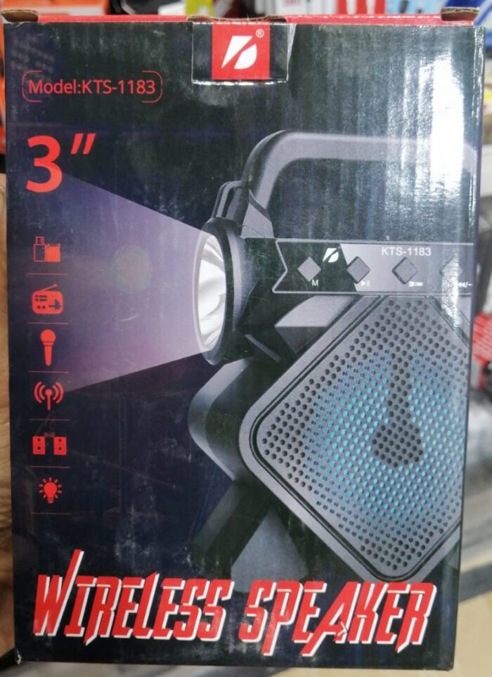 Original KTS 1183 Bluetooth Wireless Speaker / Support USB - SD Card - MIC / FM Radio / USB Charging / 3" Drive Size / Mini MP3 Player / Very Loud & Clear Sound System Loudspeaker / Torch / High Quality Stereo Bass Rechargeable Flashlight Speakers - Image 6
