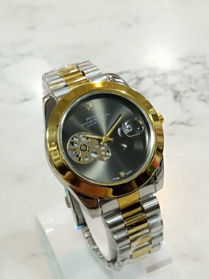 Rolex Silver Golden Dial Watch – Without Box